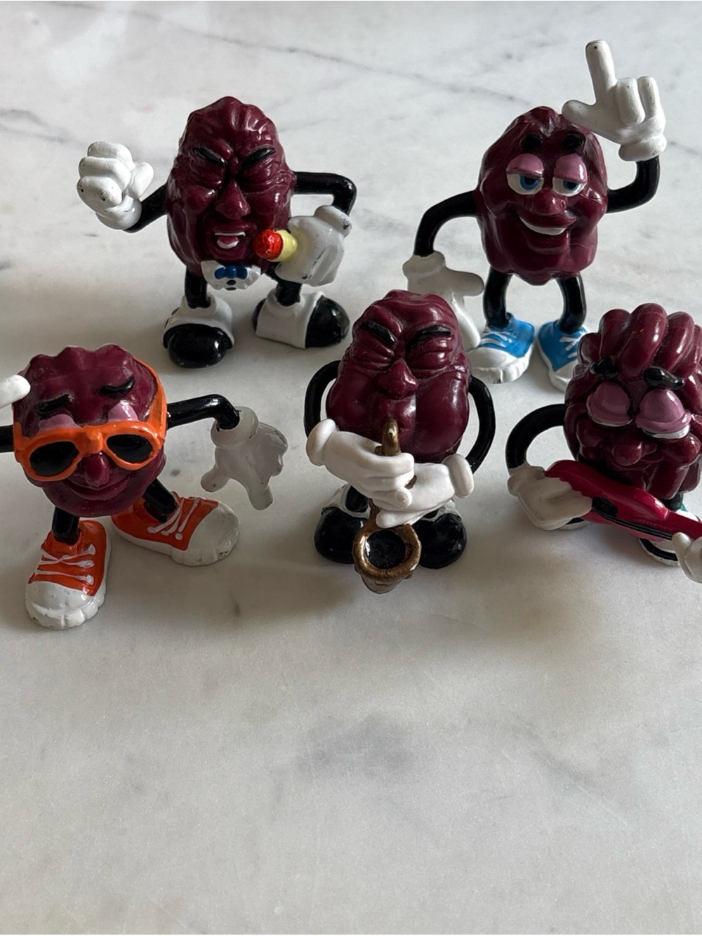 Vintage 1987 California Raisins PVC Figures Complete Band Music Applause